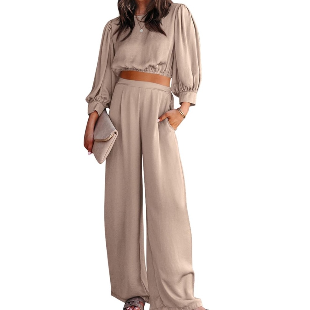 Satin Tan Women's Long sleeve Pant set